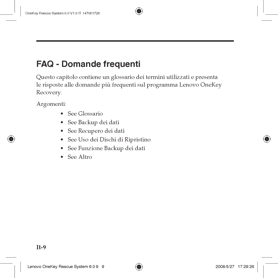 Lenovo 6.0 manual FAQ Domande frequenti 