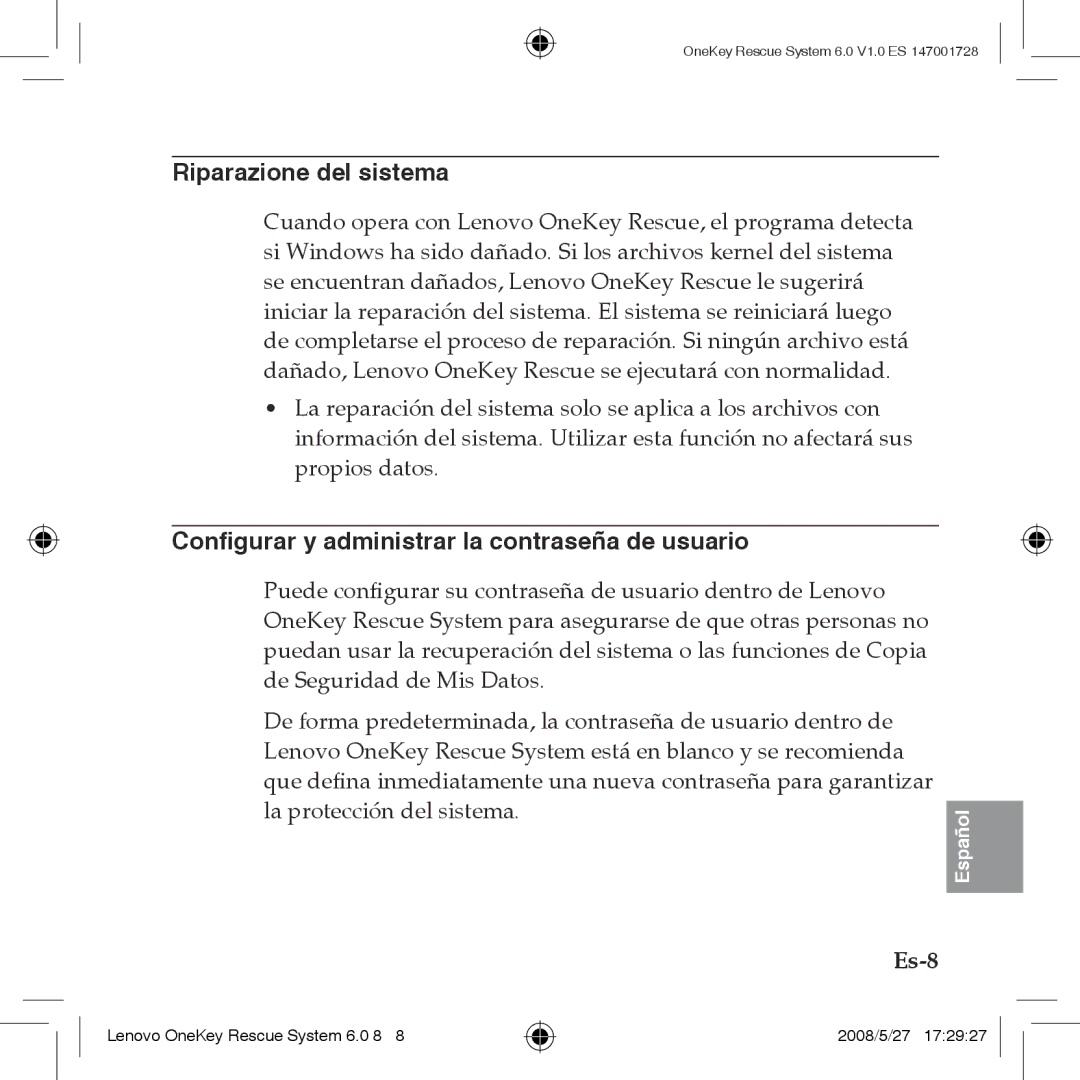 Lenovo 6.0 Configurar y administrar la contraseña de usuario, Puede configurar su contraseña de usuario dentro de Lenovo 