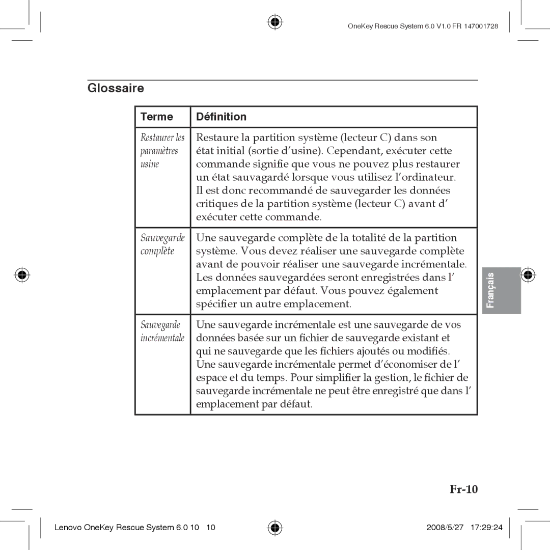 Lenovo 6.0 manual Glossaire, Fr-10 