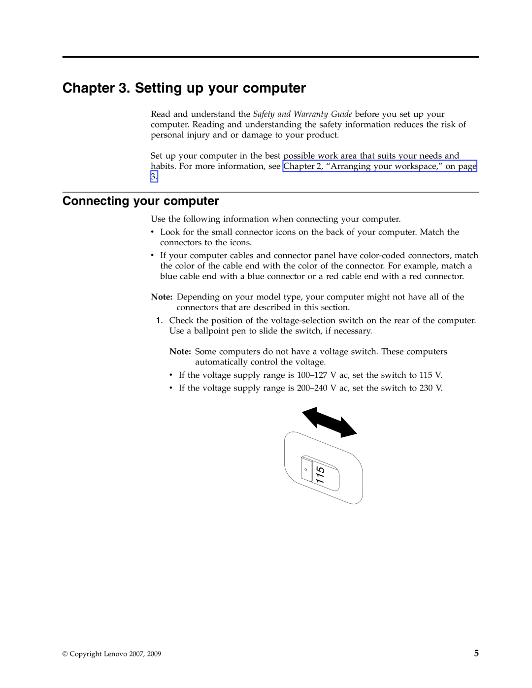 Lenovo 6019 manual Setting up your computer, Connecting your computer 