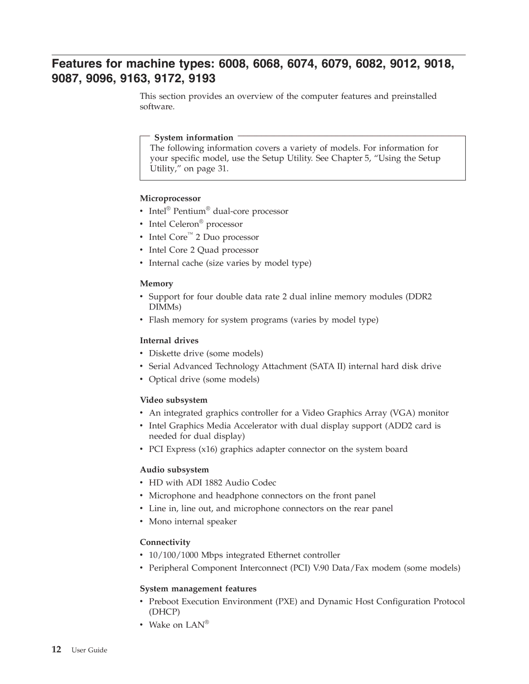 Lenovo 6019 manual System information 