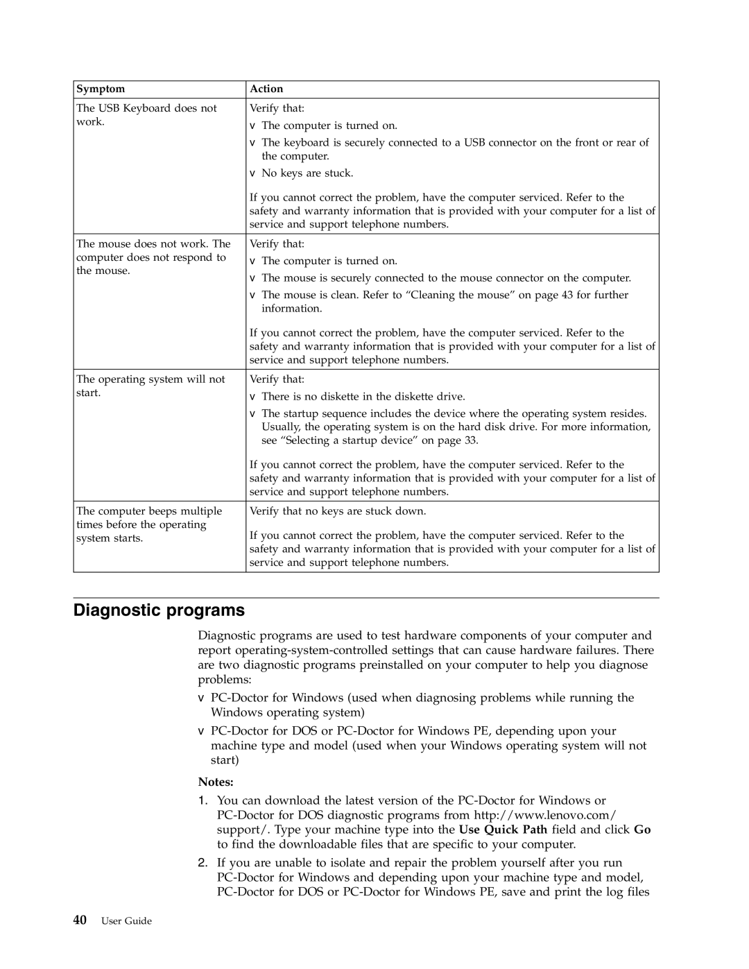 Lenovo 6019 manual Diagnostic programs 