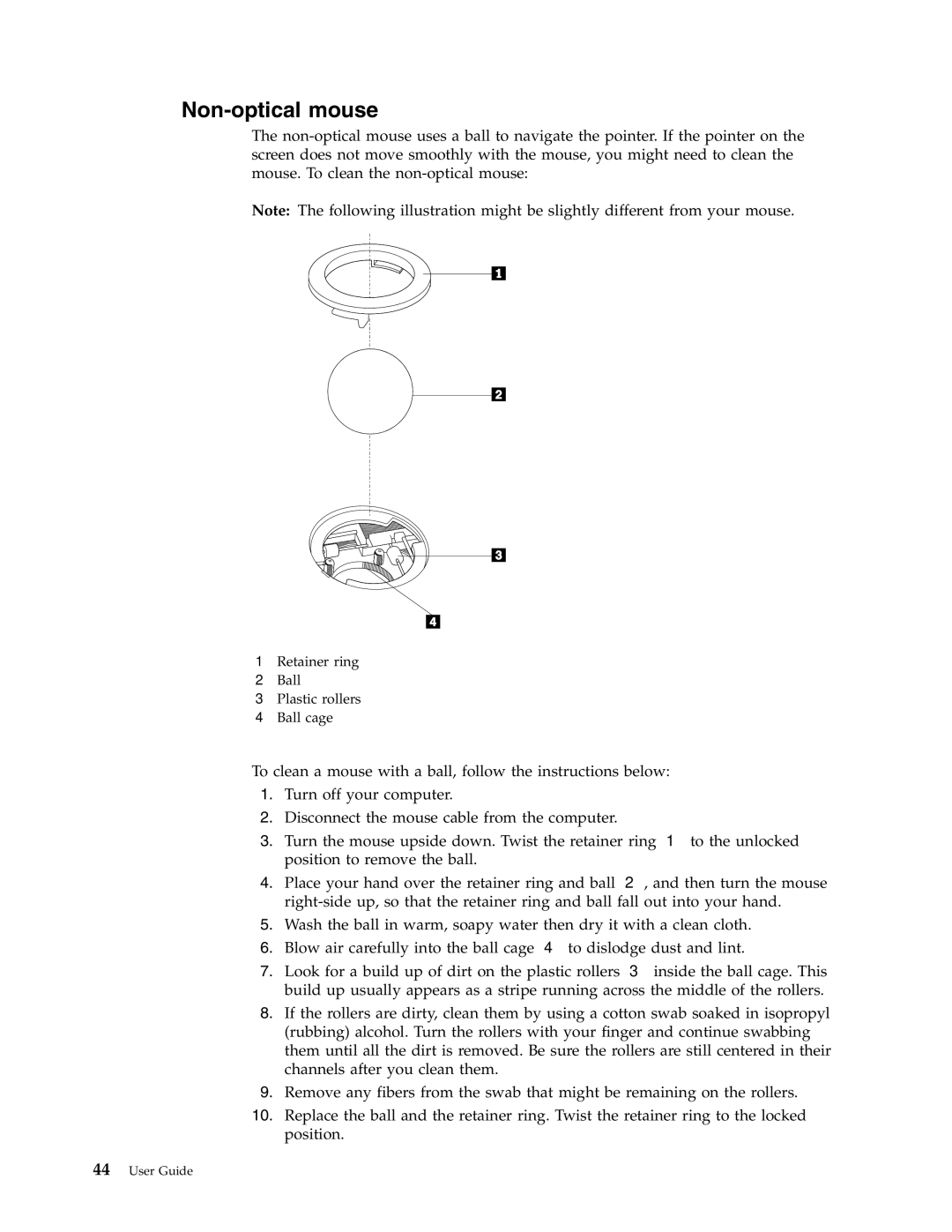 Lenovo 6019 manual Non-optical mouse 