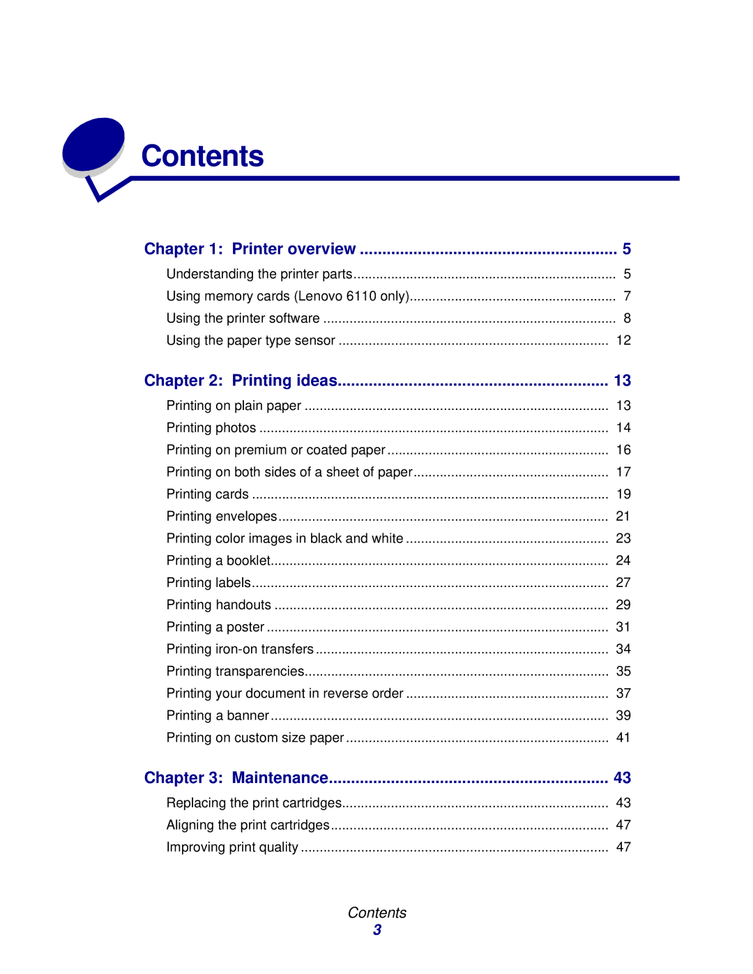 Lenovo 5110, 6110 manual Contents 