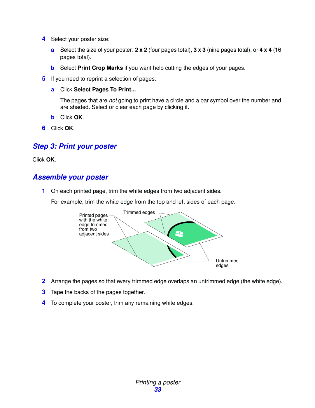 Lenovo 5110, 6110 manual Print your poster, Assemble your poster 