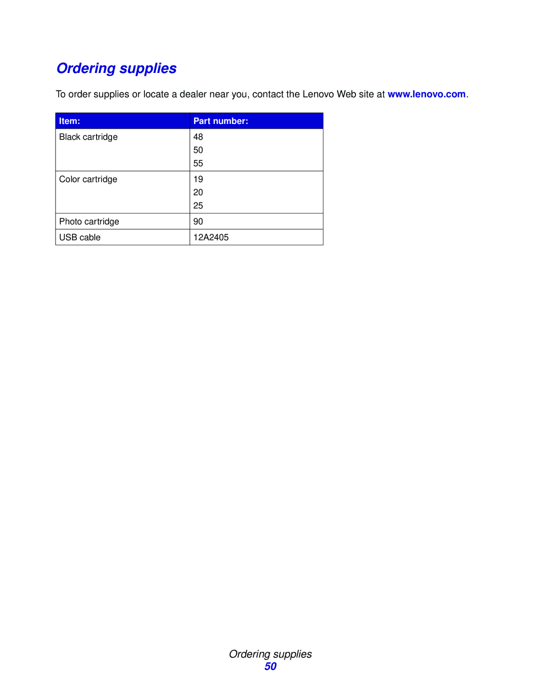 Lenovo 6110, 5110 manual Ordering supplies 