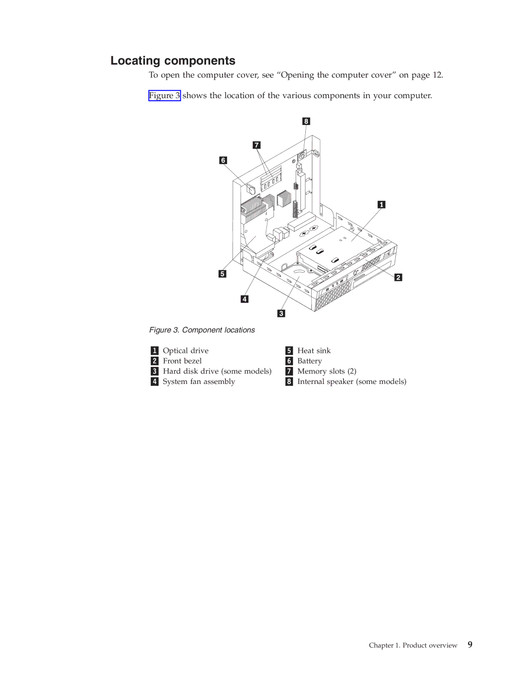 Lenovo 8820, 6139, 7348, 8338, 7637, 7479, 7626, 7356, 7359, 7629, 7345, 6136, 7187, 9961 Locating components, Component locations 