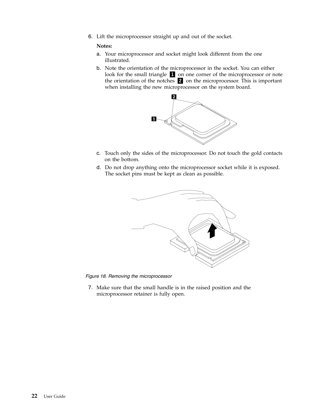 Lenovo 8338, 6139, 7348, 8820, 7637, 7479, 7626, 7356, 7359, 7629, 7345, 6136, 7187, 9961 manual Removing the microprocessor 