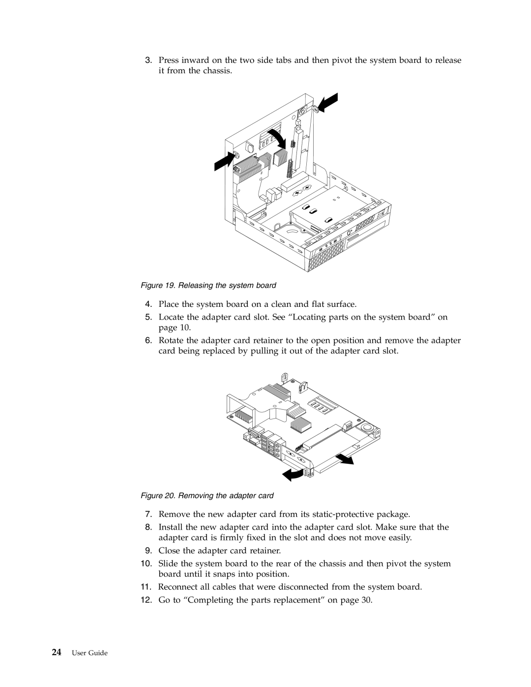 Lenovo 7637, 6139, 7348, 8338, 8820, 7479, 7626, 7356, 7359, 7629, 7345, 6136, 7187, 9961 manual Releasing the system board 