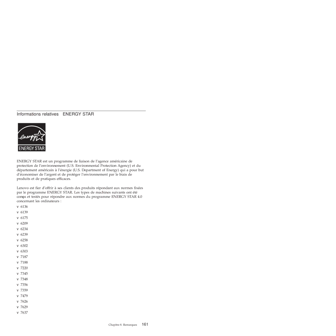 Lenovo 6175 manual Informations relatives à Energy Star 