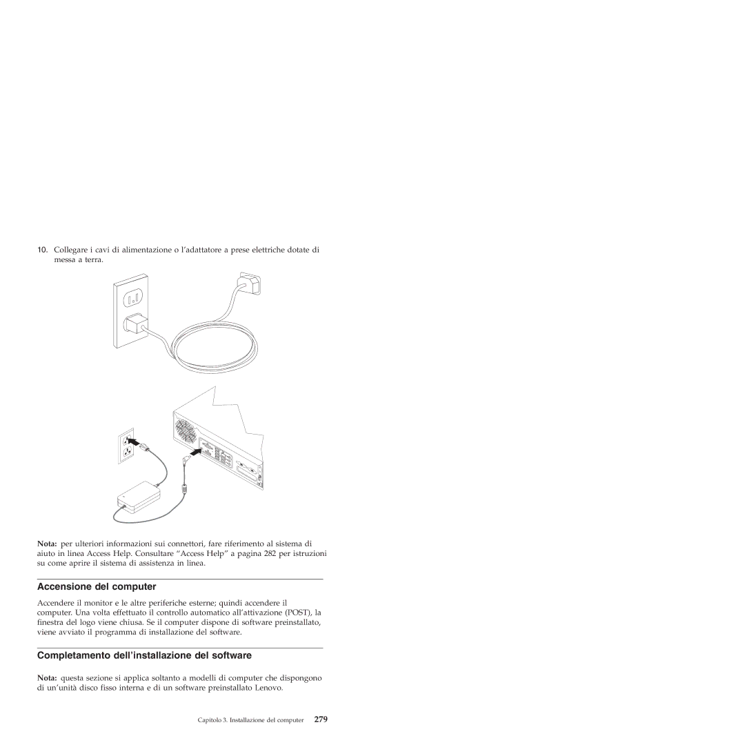 Lenovo 6175 manual Accensione del computer, Completamento dell’installazione del software, 279 