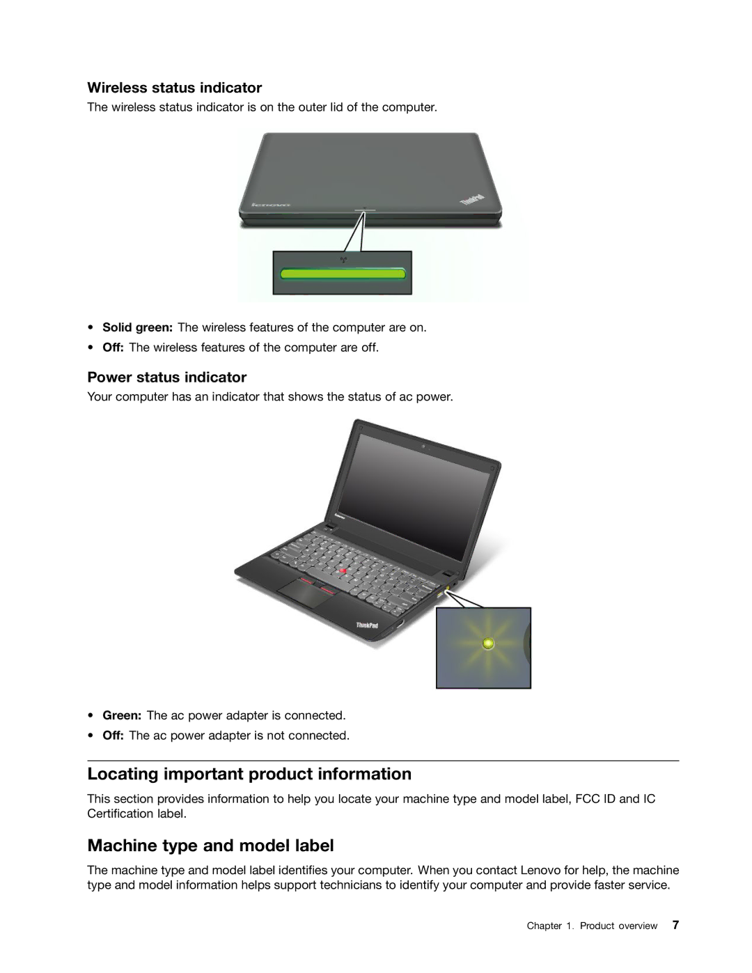 Lenovo 628323U manual Locating important product information, Machine type and model label, Wireless status indicator 