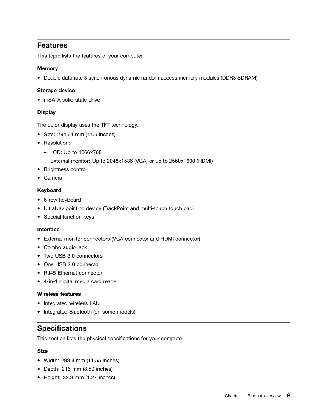 Lenovo 628323U manual Features, Specifications 