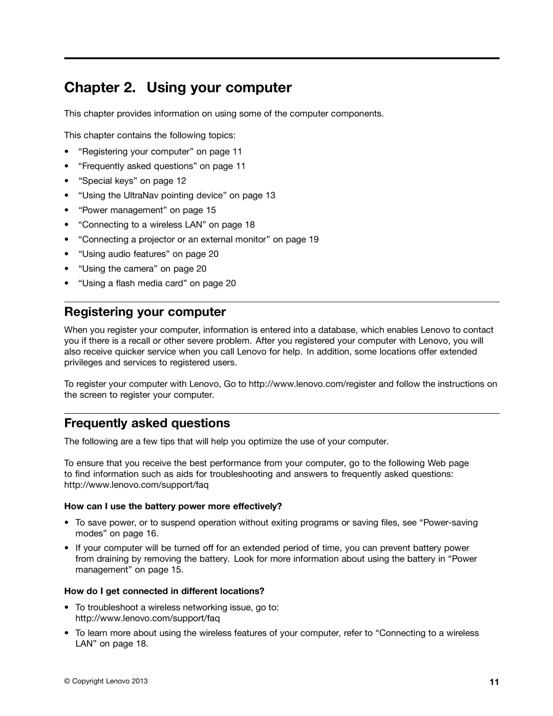 Lenovo 628323U manual Using your computer, Registering your computer, Frequently asked questions 