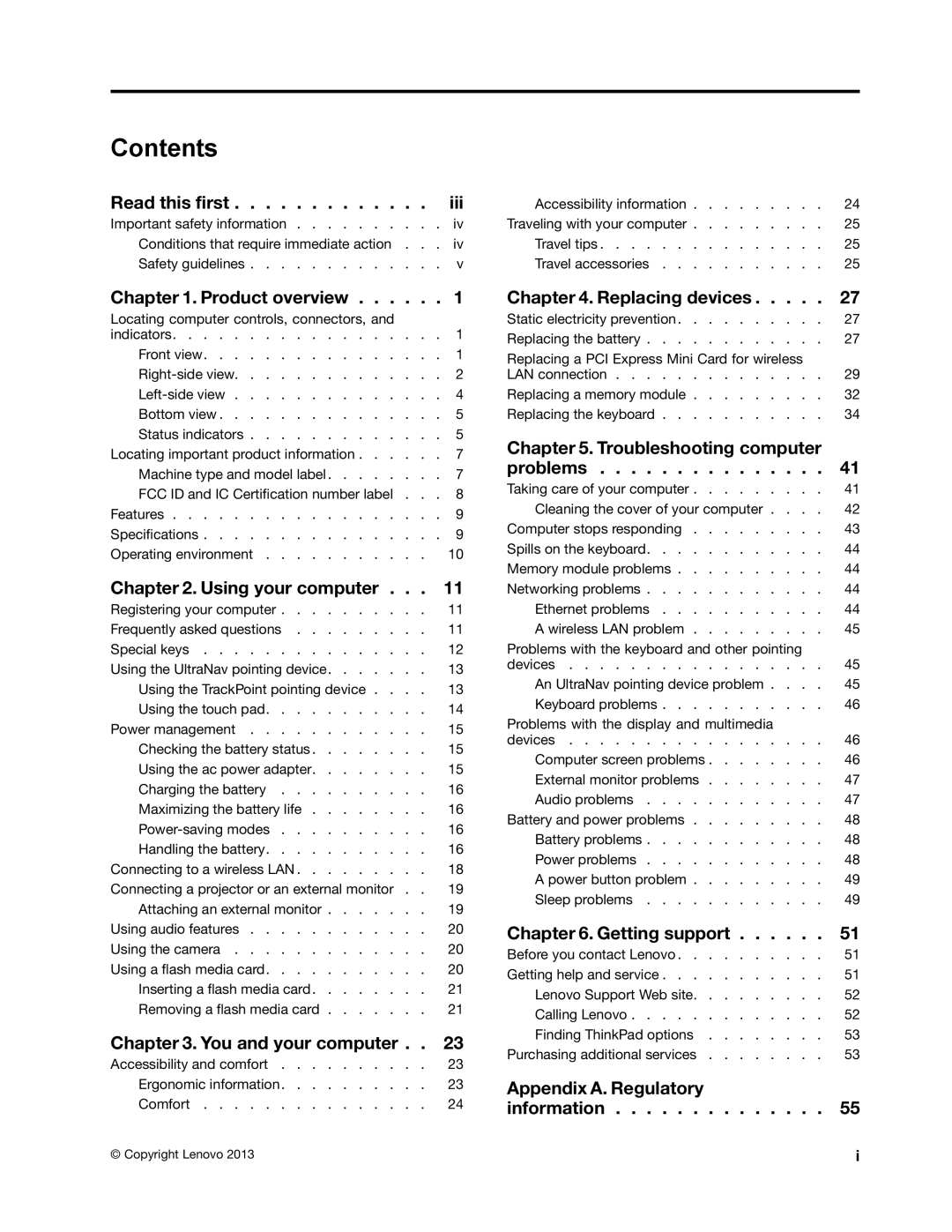 Lenovo 628323U manual Contents 