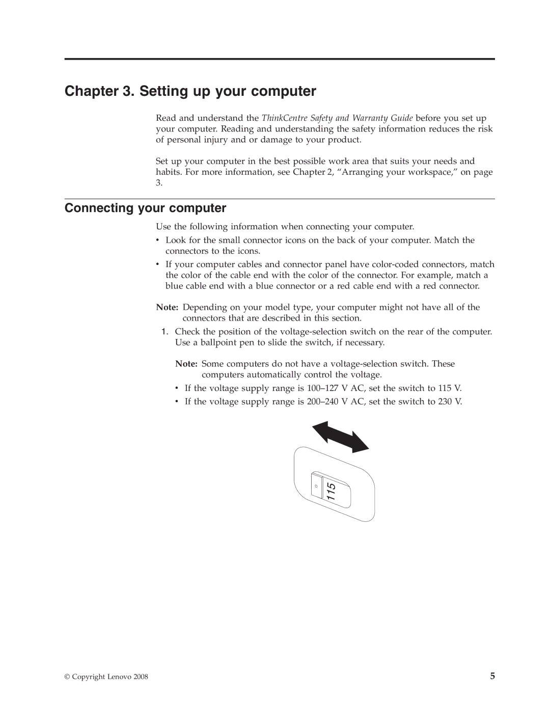 Lenovo 6306 manual Setting up your computer, Connecting your computer 