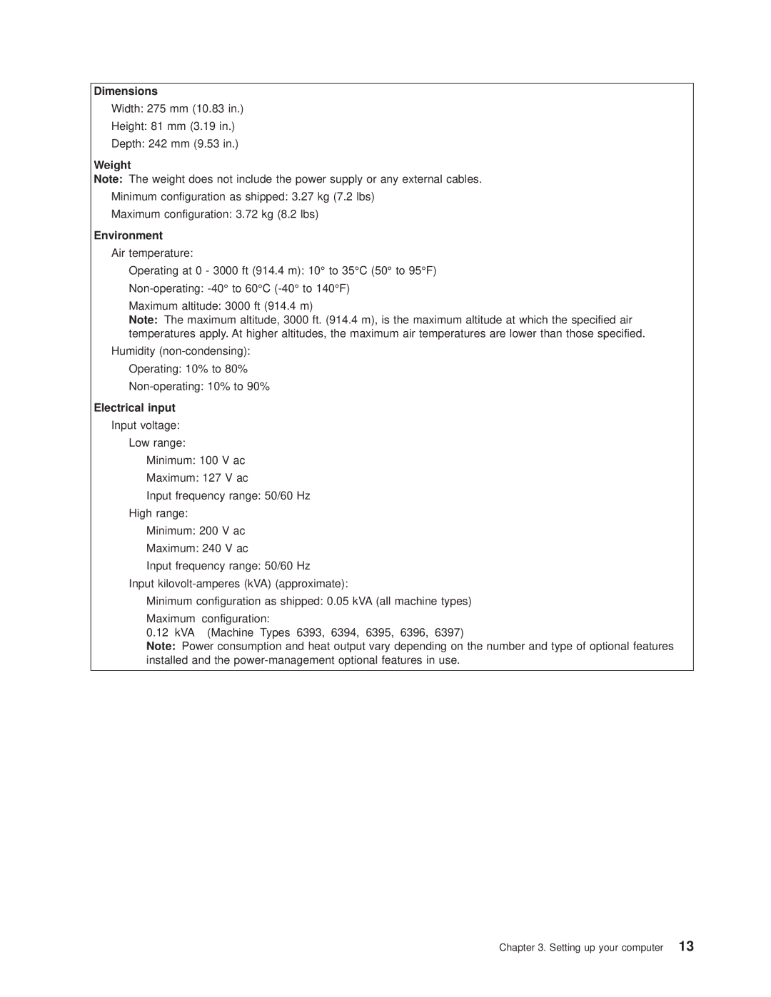 Lenovo 6394, 6395, 6393, 6397, 6396 manual Dimensions 