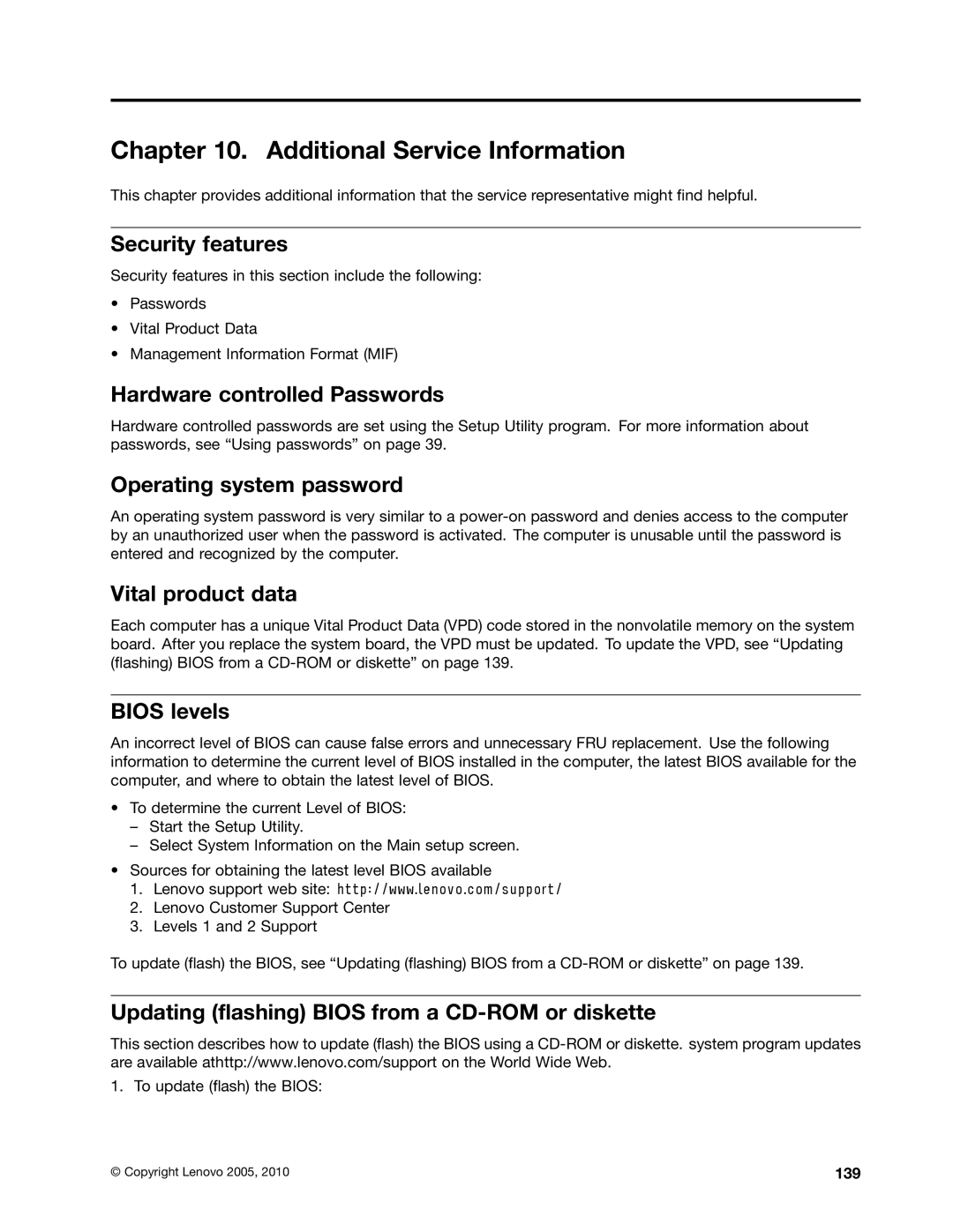 Lenovo 6395, 6394, 6393, 6397, 6396 manual Additional Service Information 