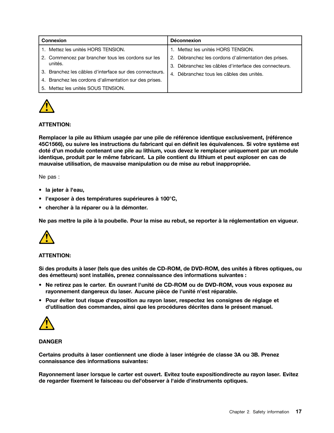 Lenovo 6397, 6395, 6394, 6393, 6396 manual Connexion Déconnexion 