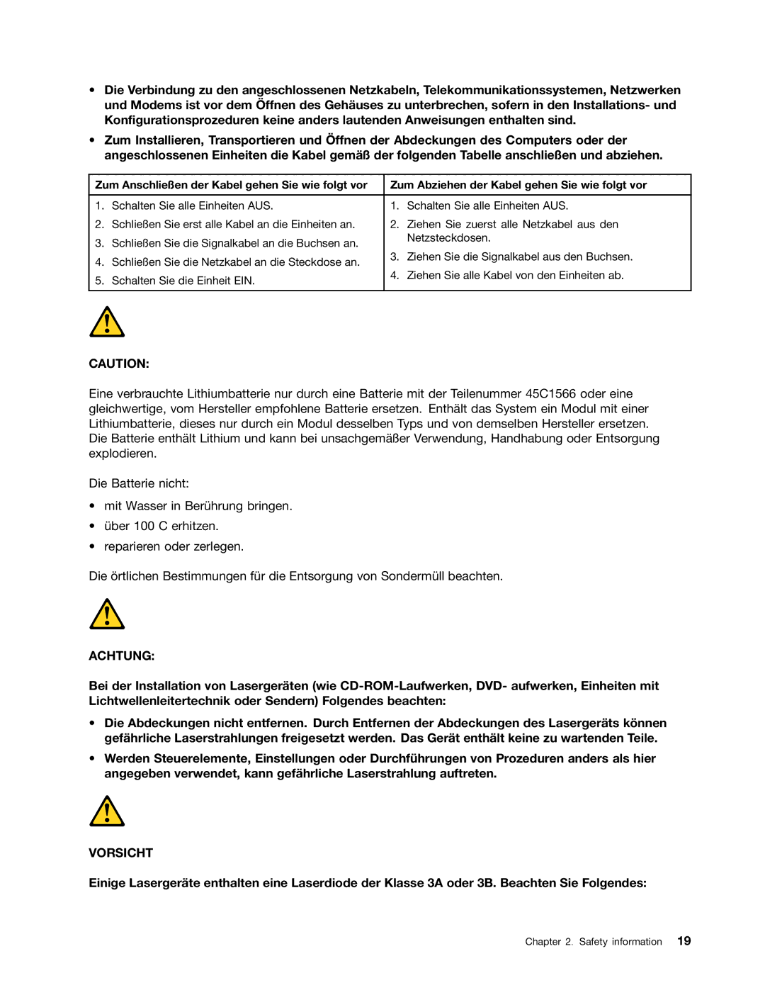 Lenovo 6395, 6394, 6393, 6397, 6396 manual Achtung 