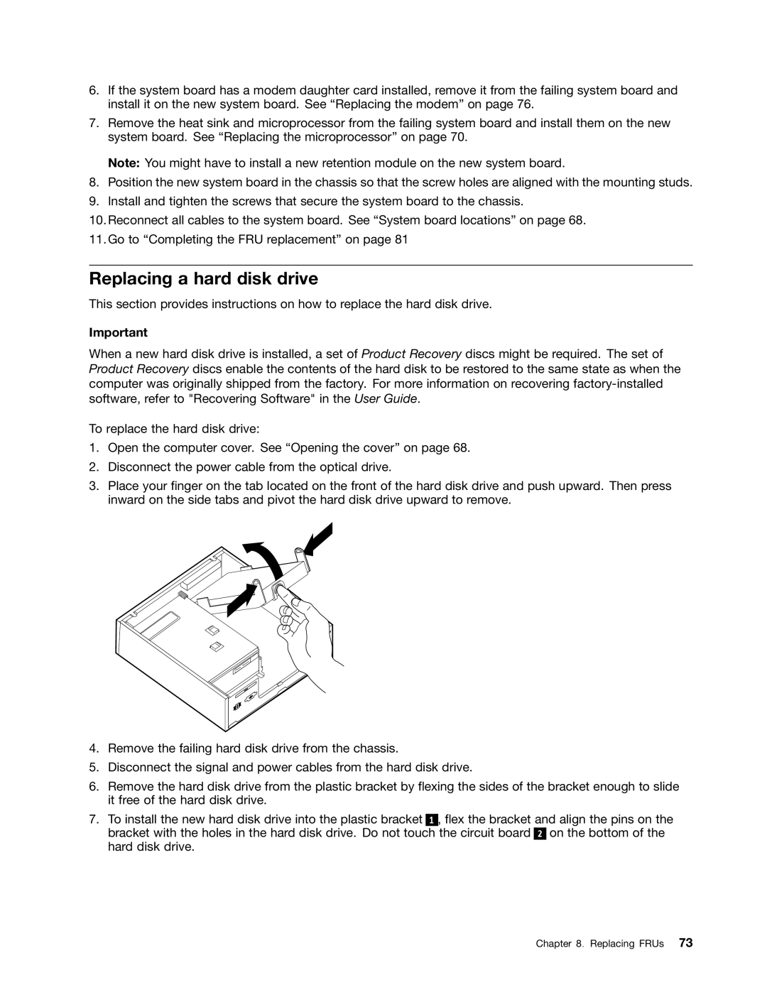 Lenovo 6396, 6395, 6394, 6393, 6397 manual Replacing a hard disk drive 