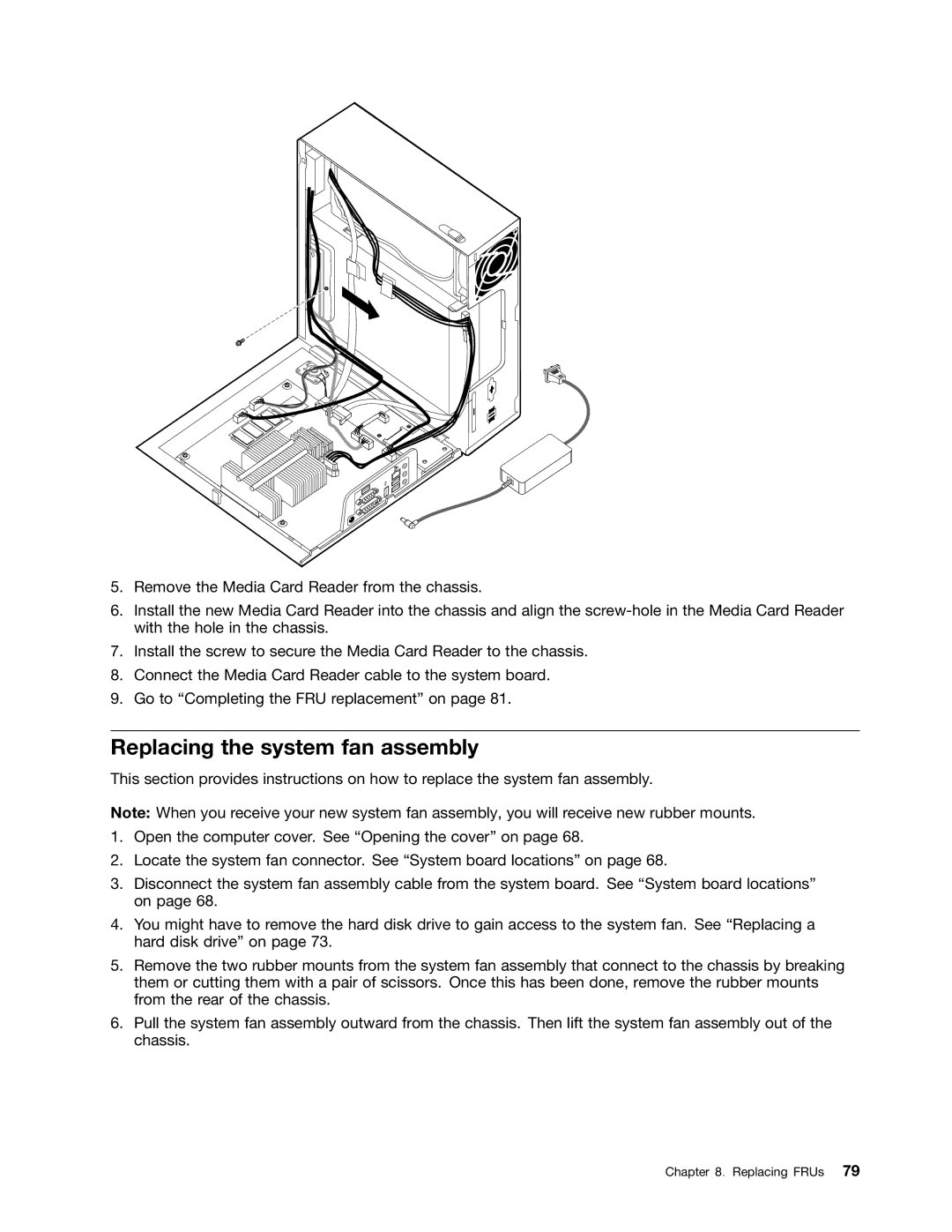 Lenovo 6395, 6394, 6393, 6397, 6396 manual Replacing the system fan assembly 