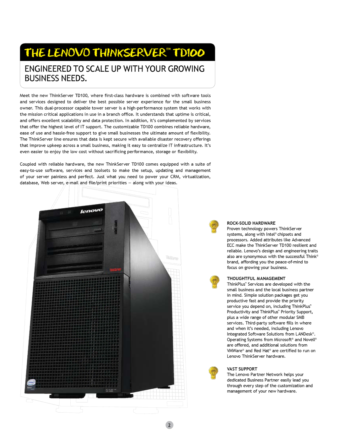 Lenovo 6429-15x Lenovo Thinkserver TD100, Engineered to Scale UP with Your Growing Business Needs, ROCK-SOLID Hardware 