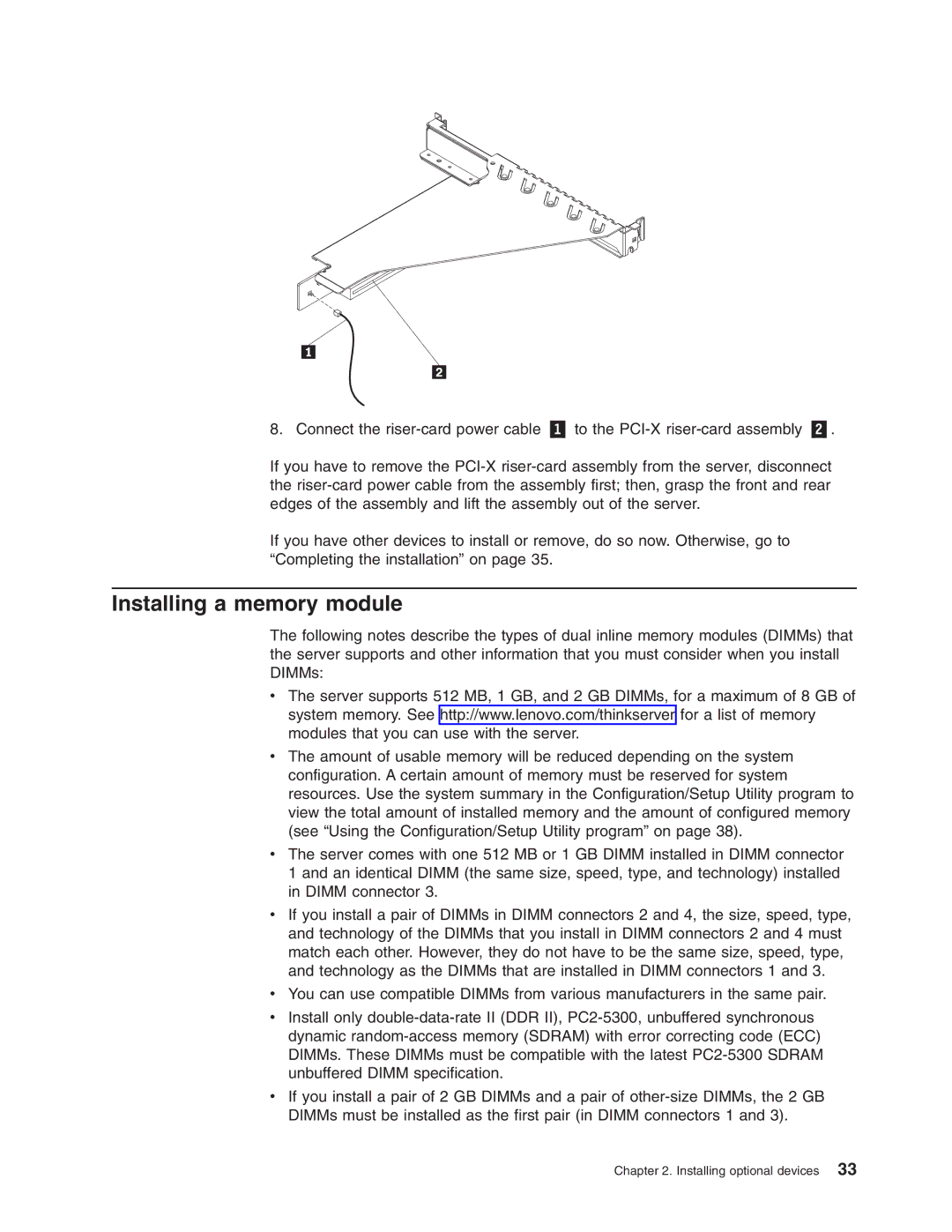 Lenovo 6435, 6438, 6437, 6436 manual Installing a memory module 