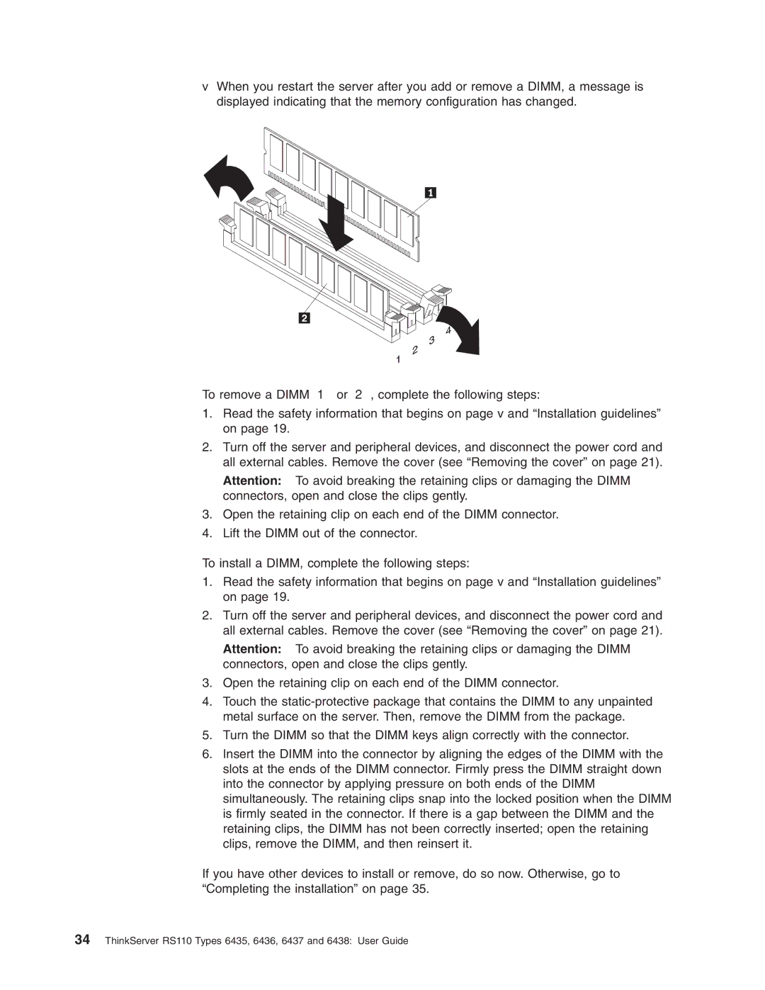 Lenovo manual ThinkServer RS110 Types 6435, 6436, 6437 and 6438 User Guide 