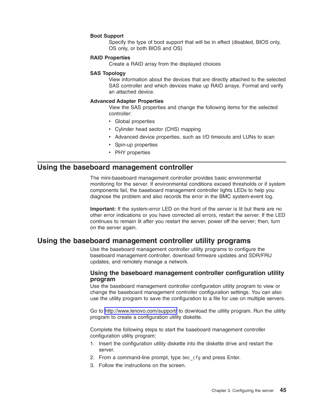 Lenovo 6435, 6438, 6437, 6436 manual Using the baseboard management controller utility programs 