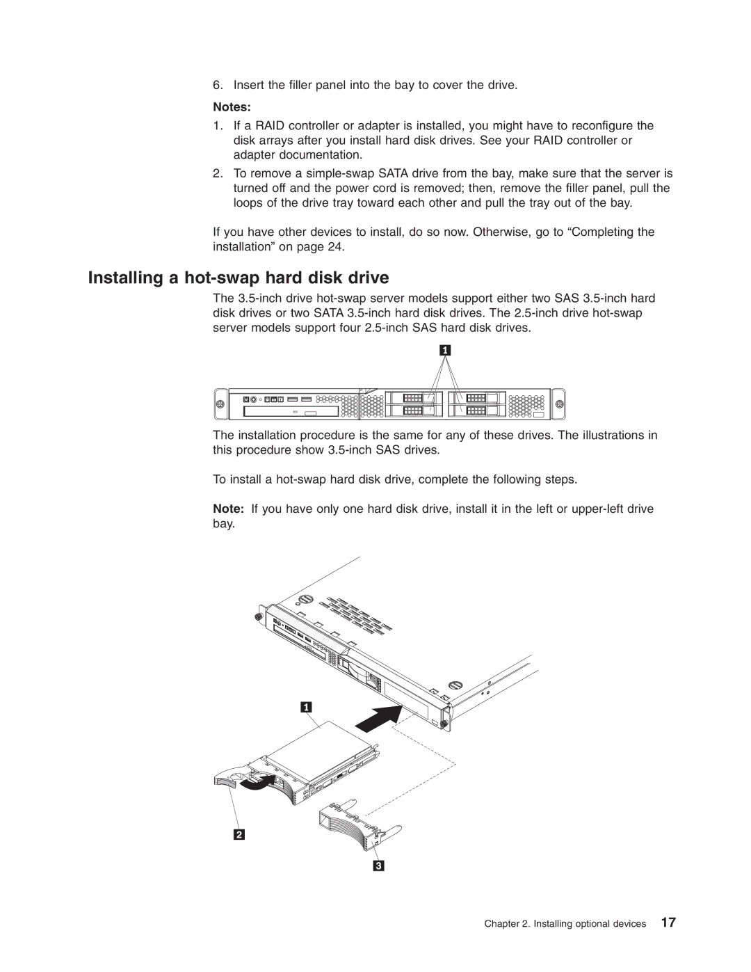 Lenovo 6435, 6438, 6437, 6436 manual Installing a hot-swap hard disk drive 