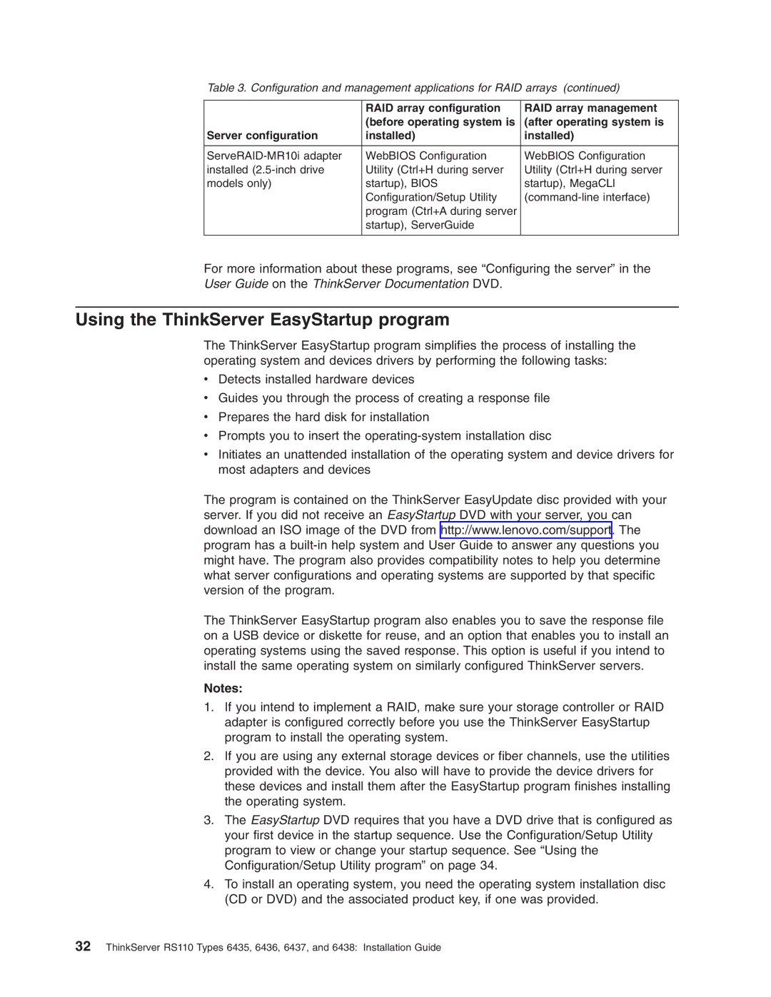 Lenovo 6436, 6438, 6437, 6435 manual Using the ThinkServer EasyStartup program 