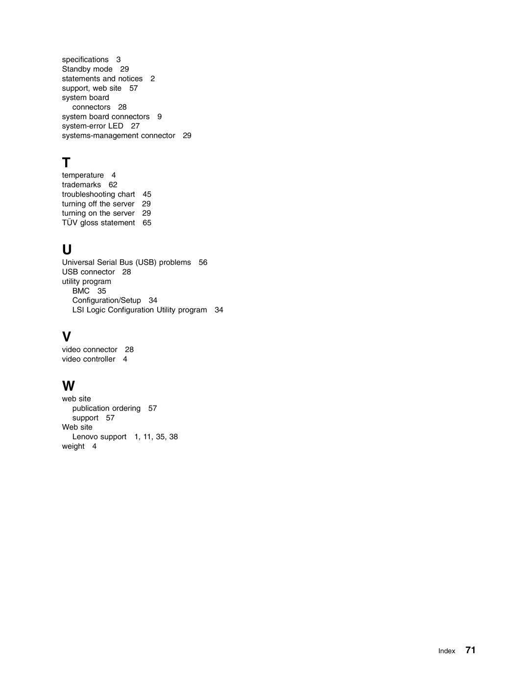 Lenovo 6437, 6438, 6436, 6435 manual Index 