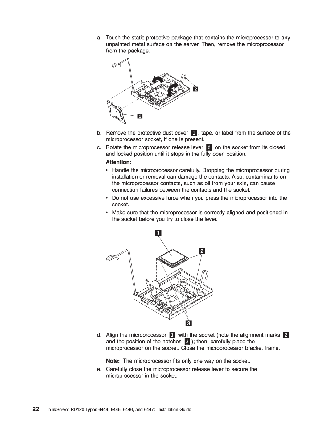 Lenovo 6447, 6446, 6445, 6444 manual Note The microprocessor fits only one way on the socket 