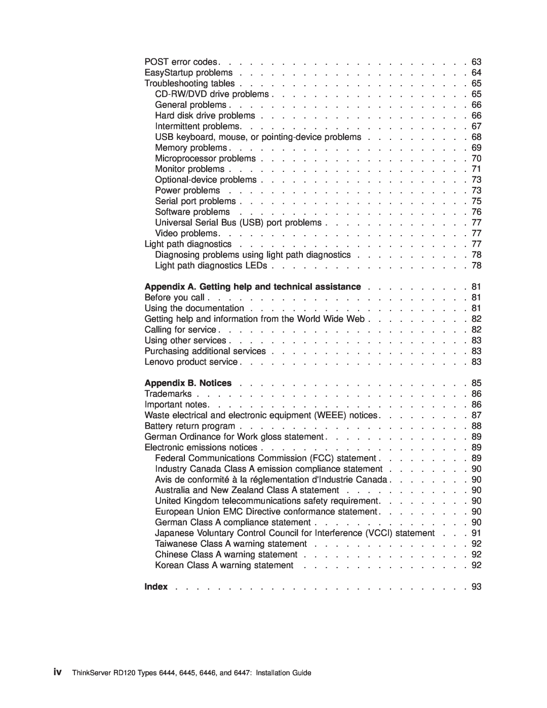 Lenovo 6445, 6447, 6446, 6444 manual Appendix A. Getting help and technical assistance 