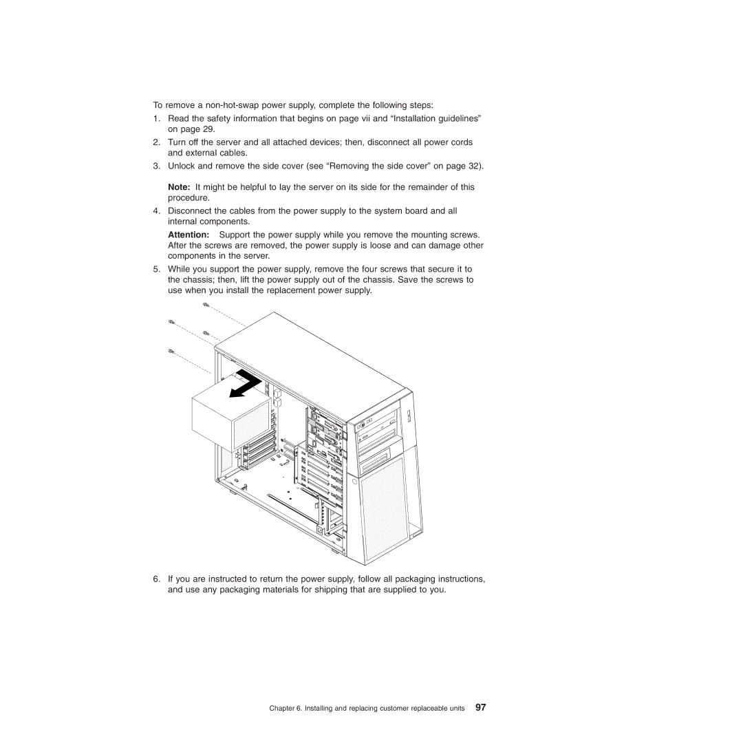 Lenovo 6524, 6523, 6530, 6525, 6522, 6526, 6528, 6529 manual Installing and replacing customer replaceable units 