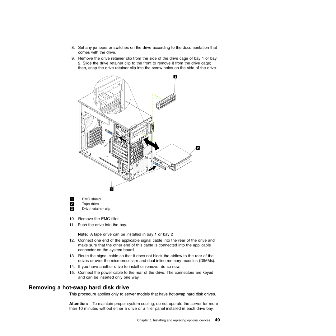 Lenovo 6524, 6523, 6530, 6525, 6522, 6526, 6528, 6529 manual Removing a hot-swap hard disk drive 