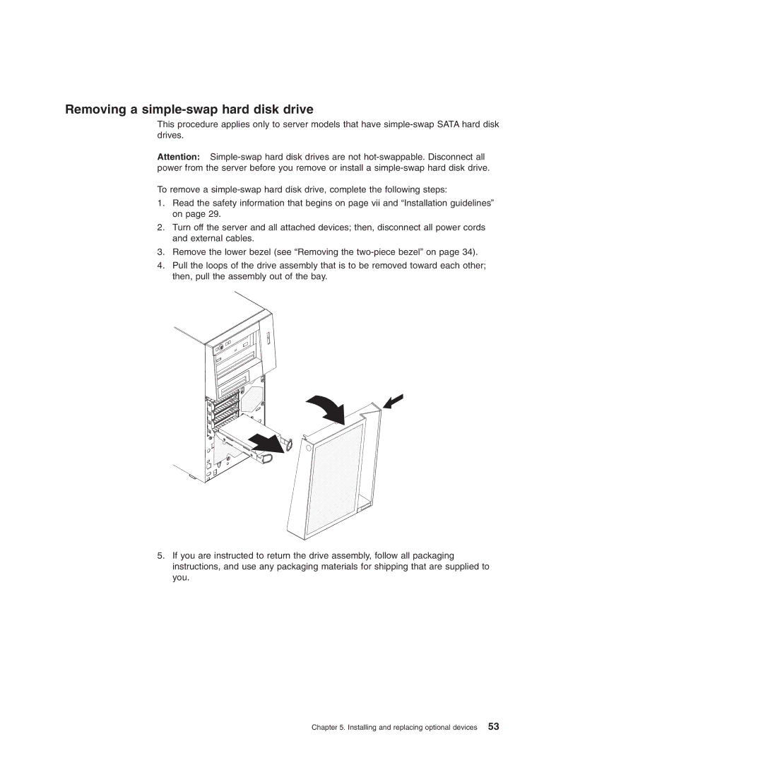 Lenovo 6526, 6523, 6524, 6530, 6525, 6522, 6528, 6529 manual Removing a simple-swap hard disk drive 