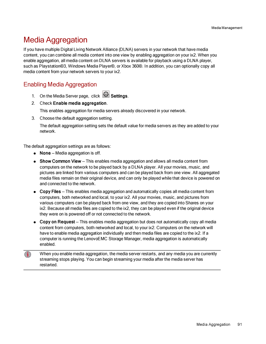 Lenovo 70A69000NA, 70A69003NA, 70A69001NA manual Enabling Media Aggregation 