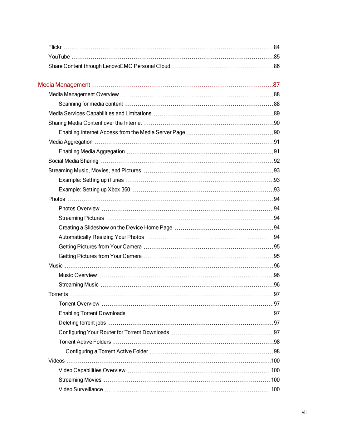 Lenovo 70A69001NA, 70A69003NA, 70A69000NA manual Media Management 