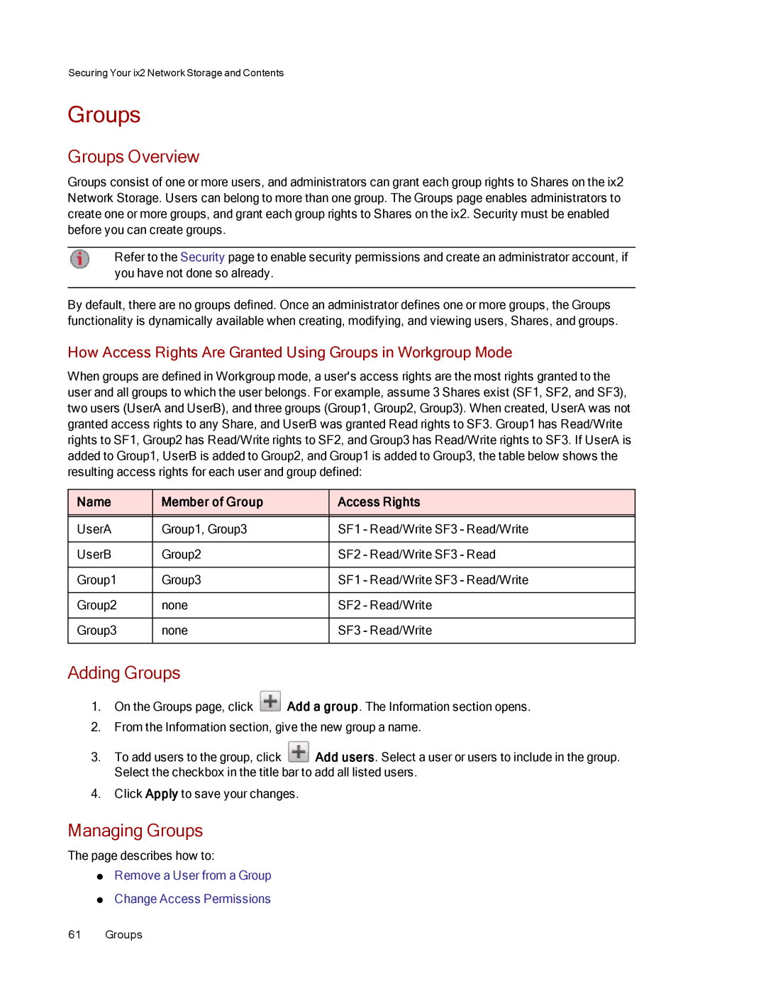 Lenovo 70A69000NA, 70A69003NA, 70A69001NA manual Groups Overview, Adding Groups, Managing Groups 