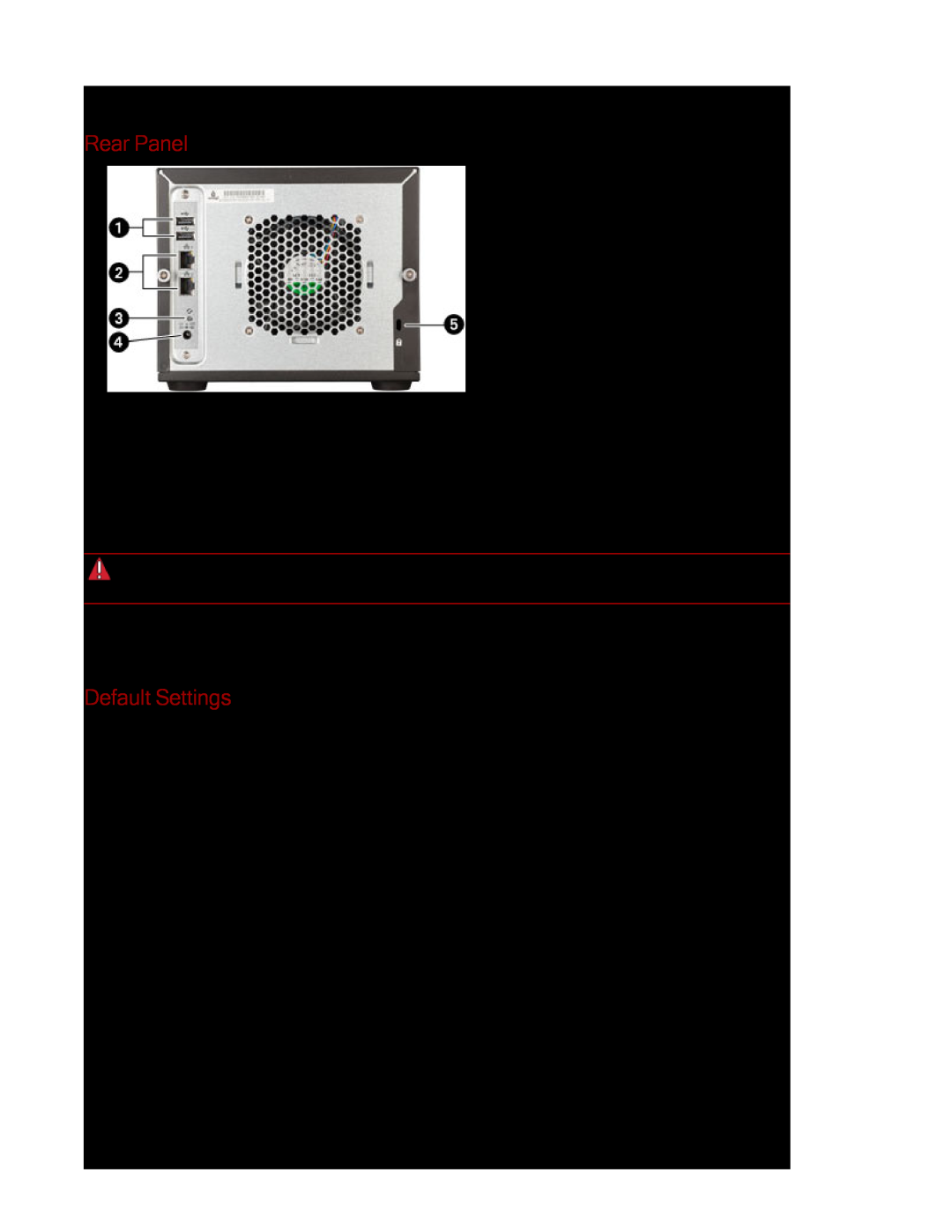 Lenovo 70B89001NA, 70B89003NA, 70B89000NA manual Rear Panel, Default Settings 