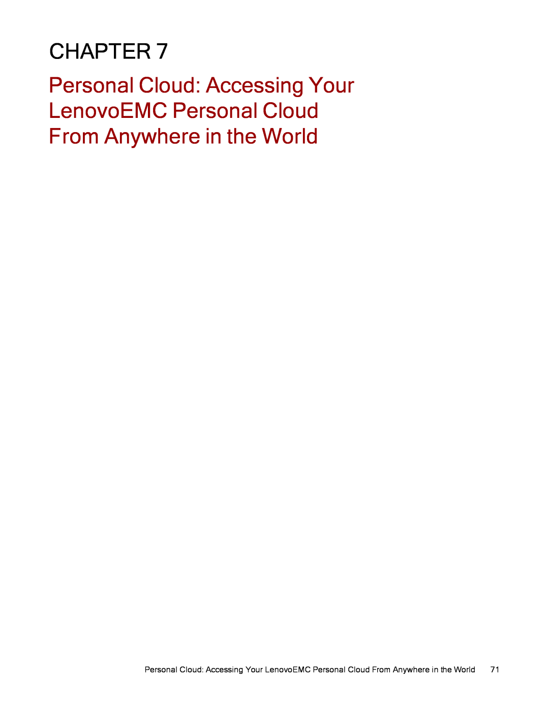 Lenovo 70B89003NA, 70B89001NA Personal Cloud Accessing Your LenovoEMC Personal Cloud, From Anywhere in the World, Chapter 