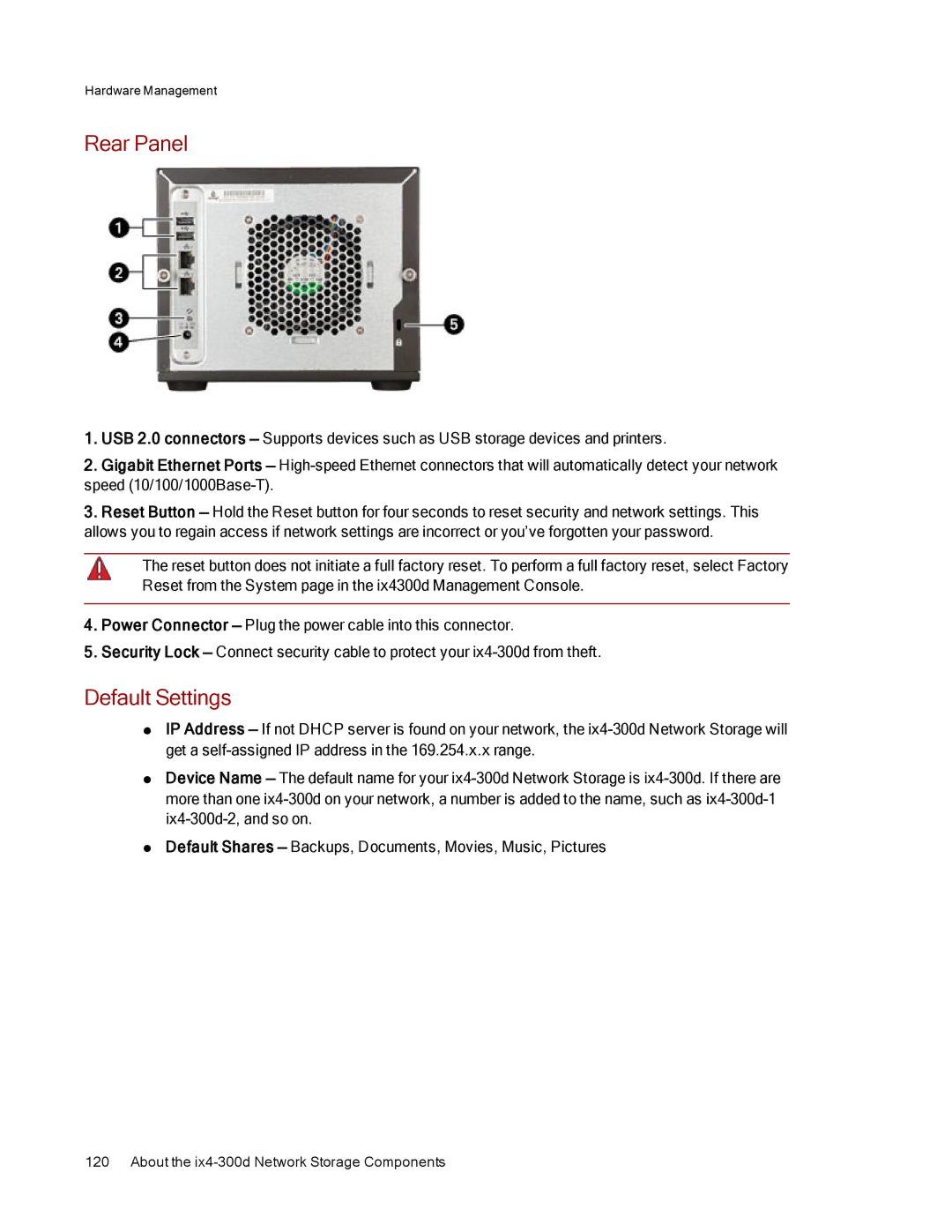 Lenovo 70B89001NA, 70B89003NA, 70B89000NA manual Rear Panel, Default Settings 