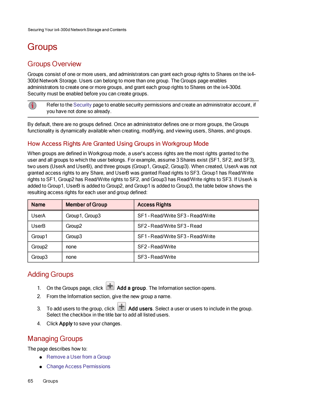 Lenovo 70B89003NA, 70B89001NA, 70B89000NA manual Groups Overview, Adding Groups, Managing Groups 