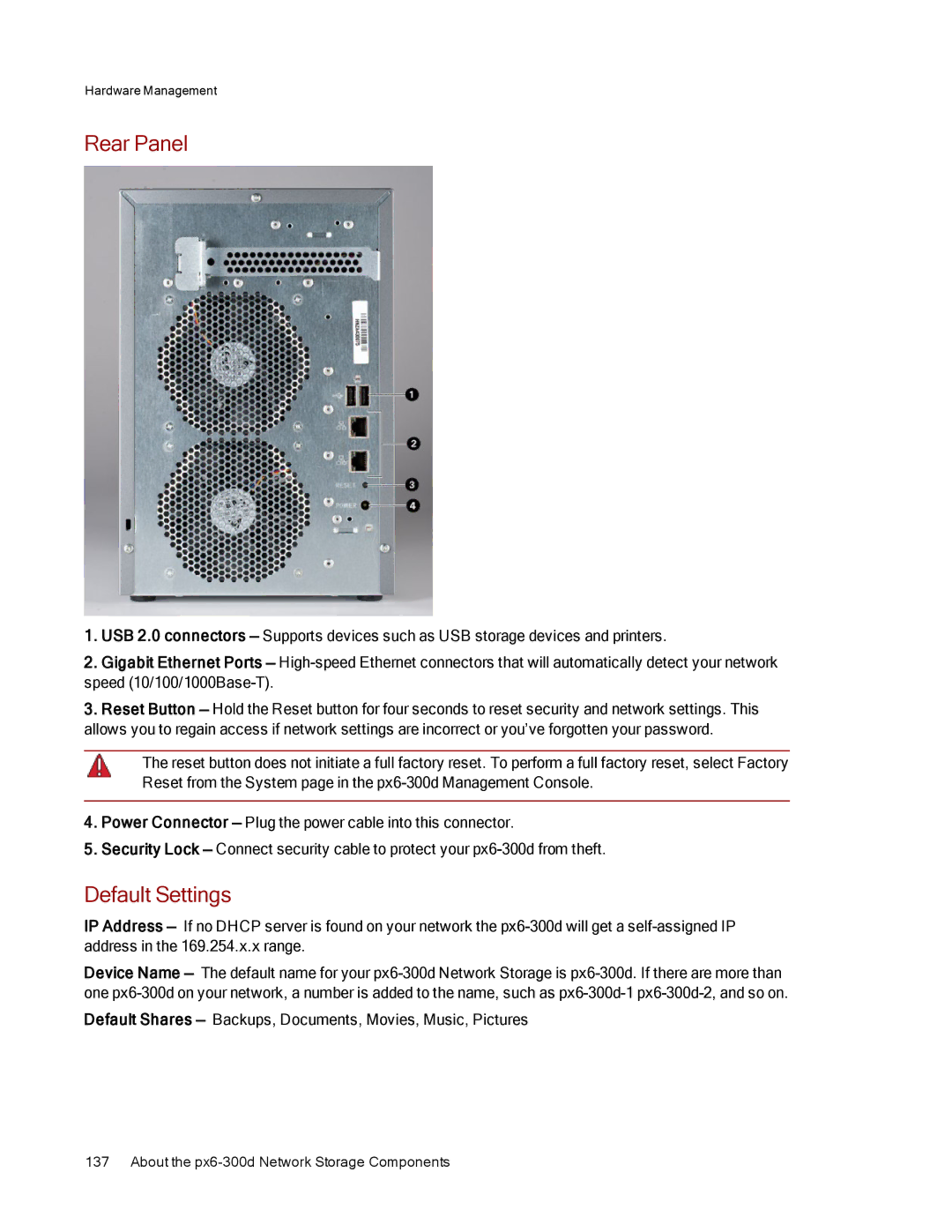 Lenovo 70BG9000NA manual Rear Panel, Default Settings 