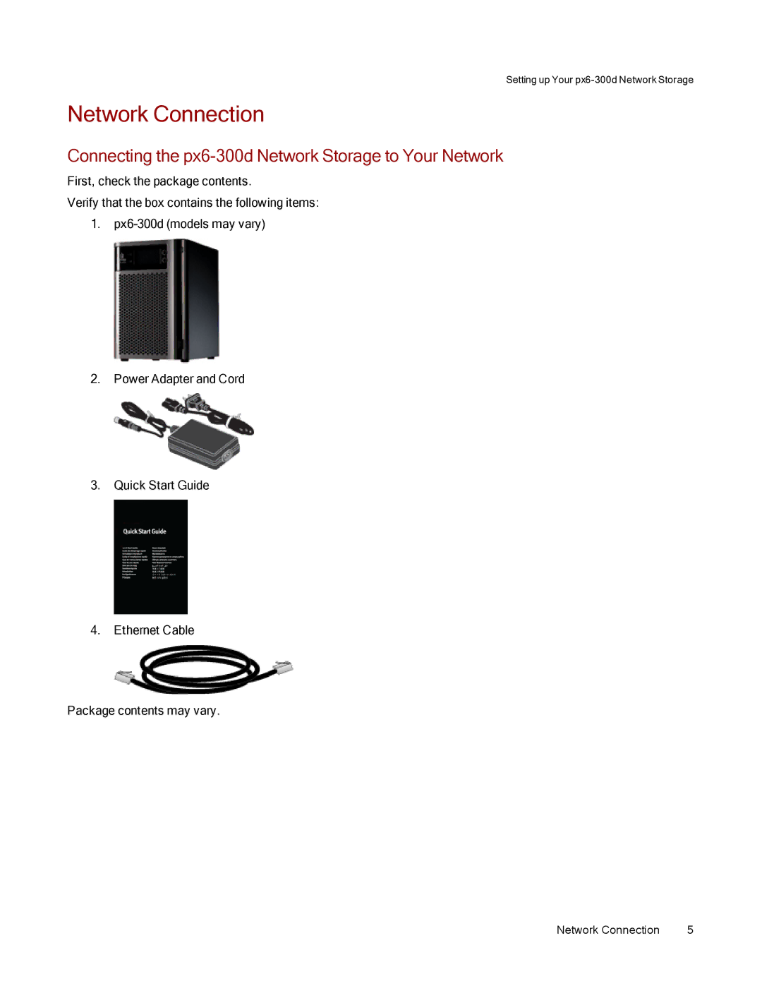 Lenovo 70BG9000NA manual Network Connection, Connecting the px6-300d Network Storage to Your Network 