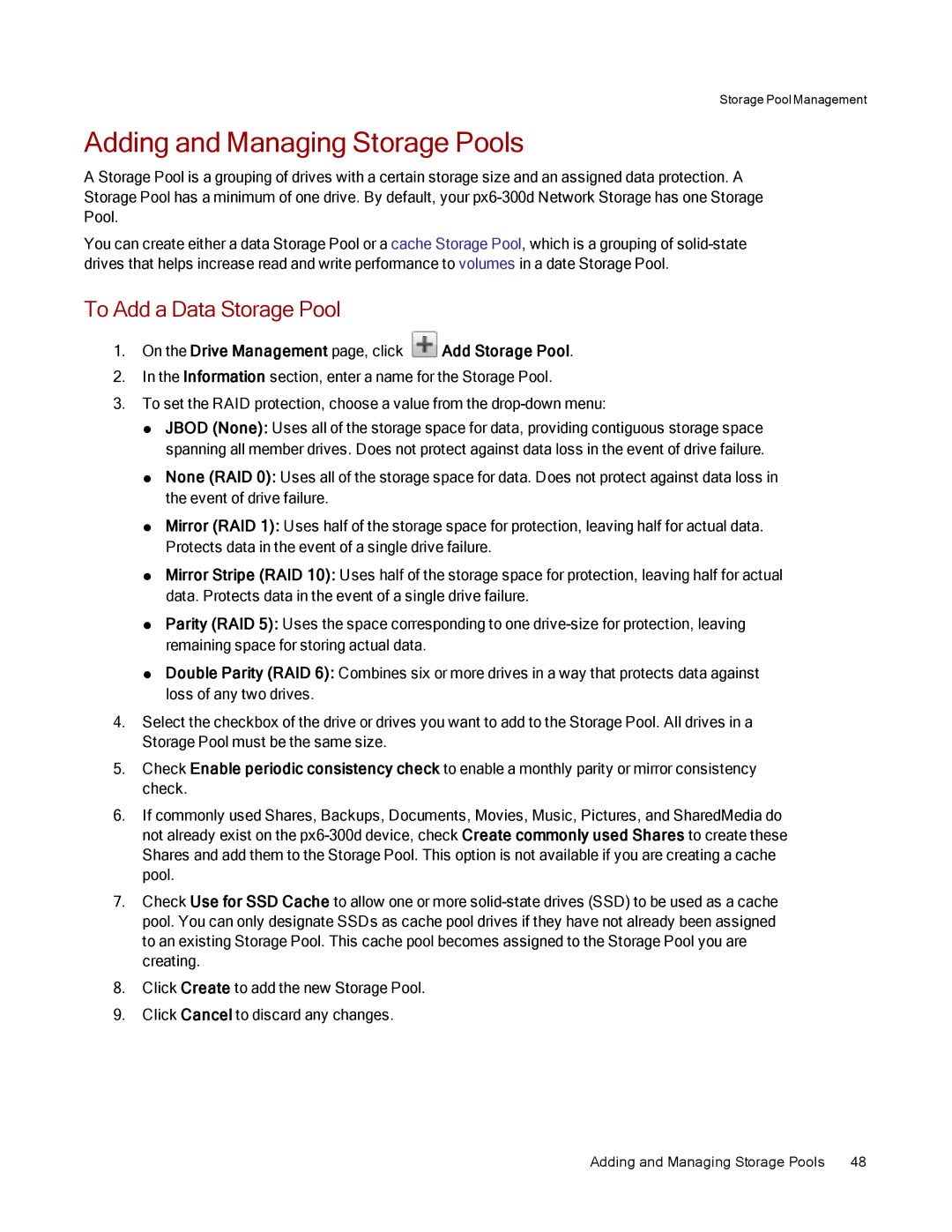 Lenovo 70BG9000NA manual Adding and Managing Storage Pools, To Add a Data Storage Pool 