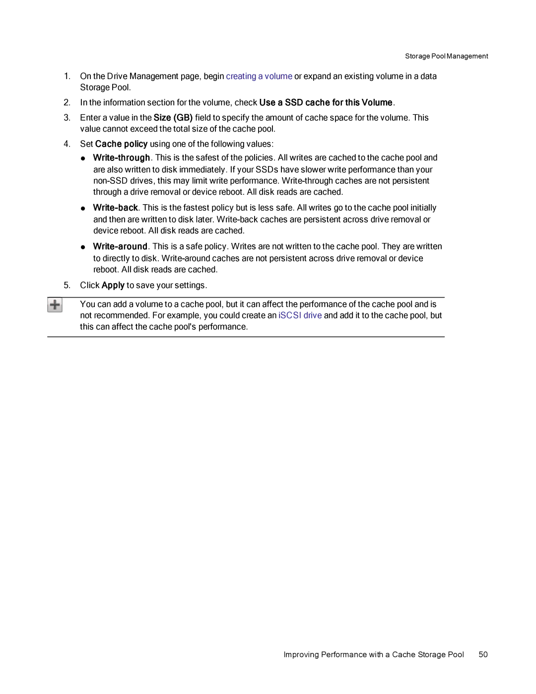 Lenovo 70BG9000NA manual Improving Performance with a Cache Storage Pool 