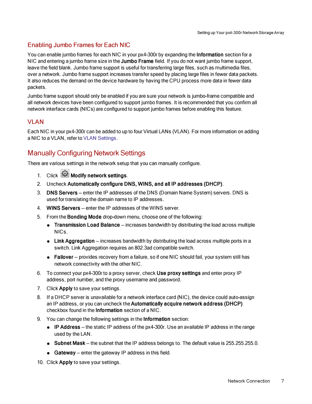 Lenovo 70BJ9005WW, 70BJ9007WW manual Manually Configuring Network Settings, Enabling Jumbo Frames for Each NIC 